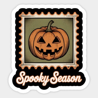 Spooky Season Pumpkin Stamp Design - Dark Sticker